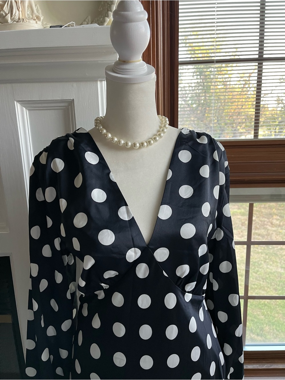 Ann Taylor Satin Dotted Midi Dress in Night Sky (Dark Indigo) - Picture 14 of 16